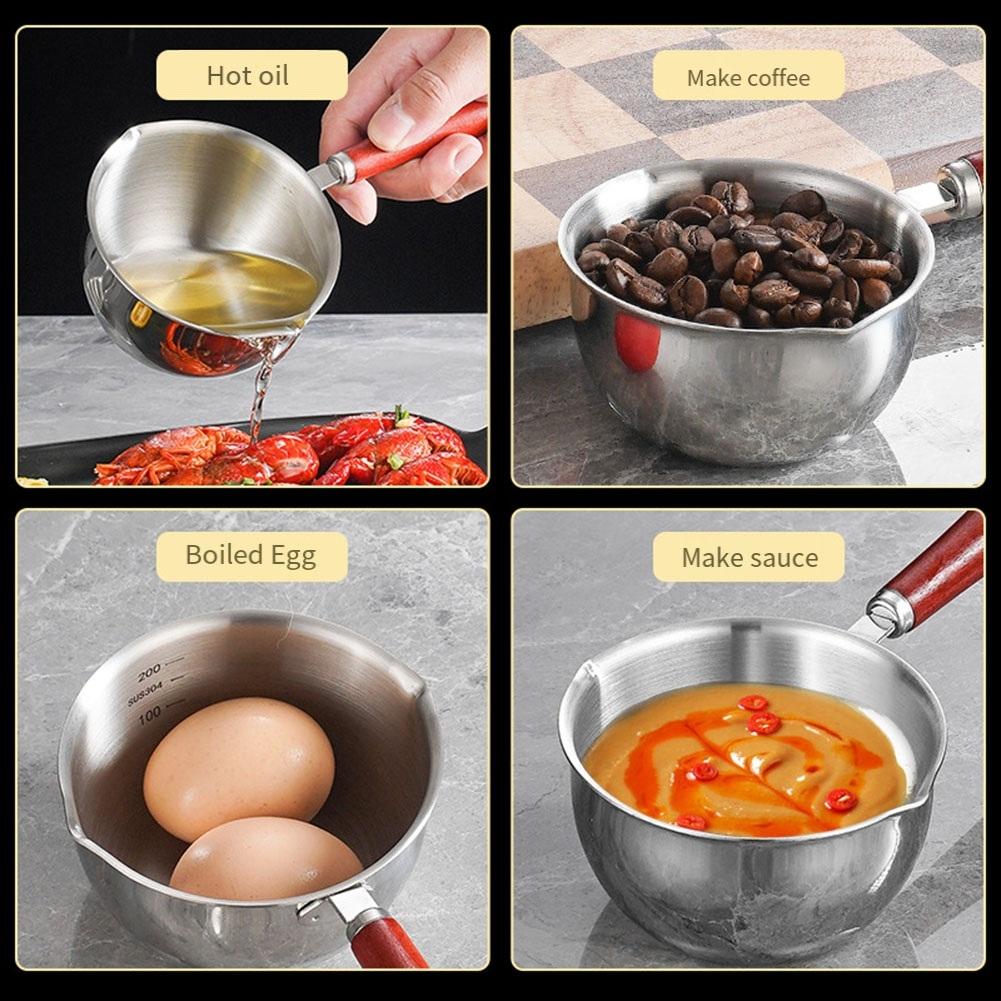 Small Pot for Hot Oil and Butter Stainless Steel Pan for Cooking and Melting