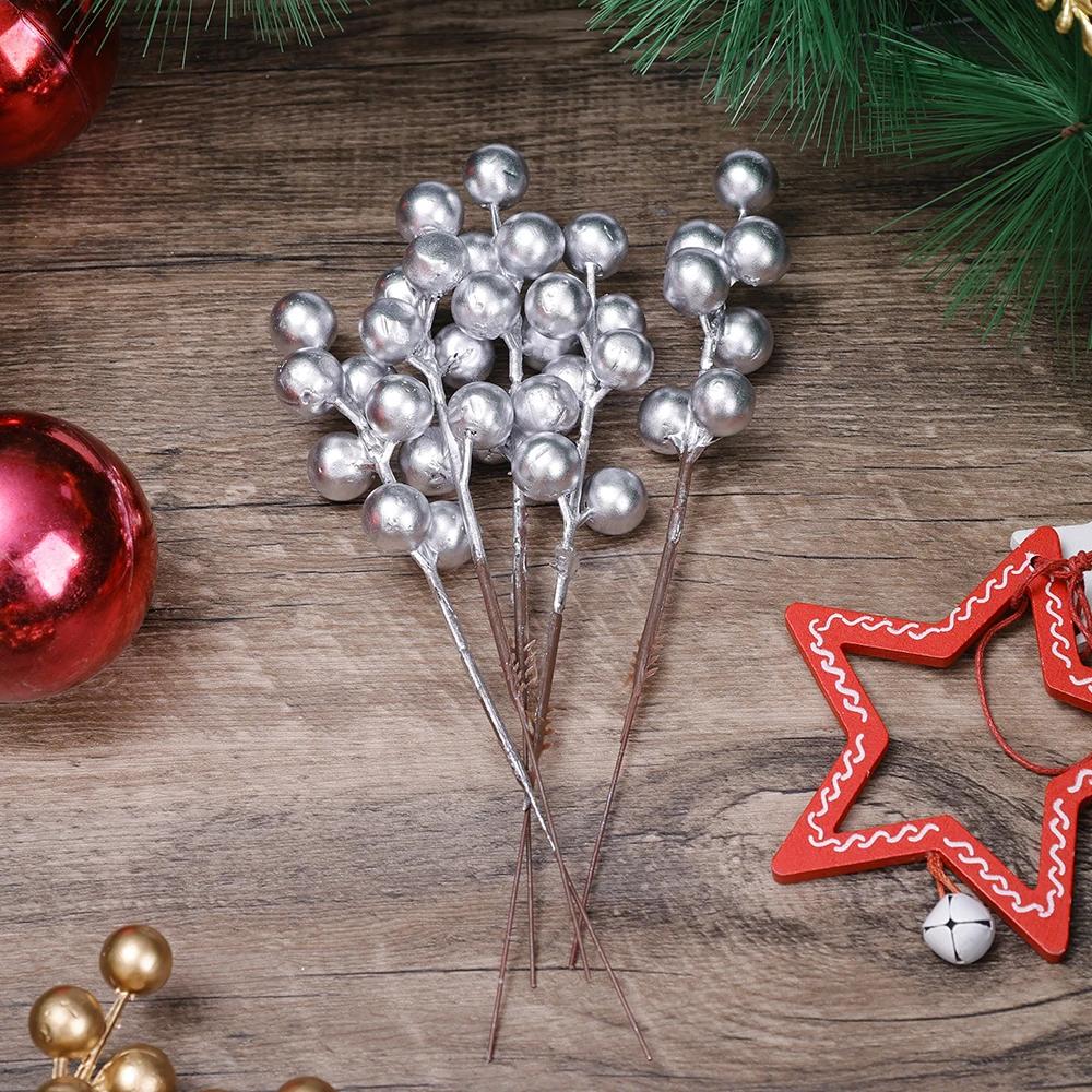 20/1 шт. Искусственные ветки красных ягод, Рождественская елка, Ягоды падуба, Сделай сам, Рождественский венок на елку, Настольные украшения для новогодней вечеринки