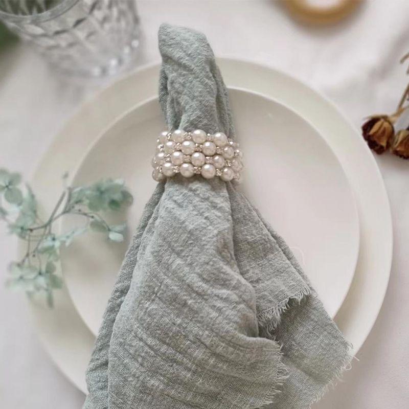 6шт жемчужные пряжки для салфеток, нежные широкие круглые держатели для салфеток ручной работы, для званых ужинов, свадеб, обеденного стола, сервировки, декора