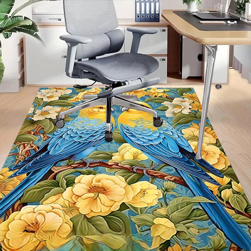 1PC Parrots Flowers Non-Slip Floor Carpet Compatible for Office&Living Room&Bedroom&Dining room - Flat- Soft & Pattern, Vibrant Colors-W300