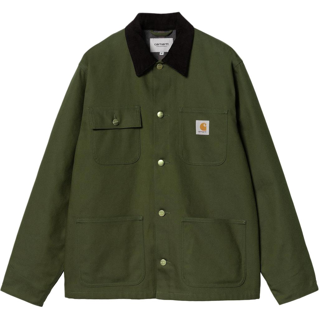Carhartt WIP FW24 Michigan Coat Классическая куртка-пиджак с квадратной этикеткой, однобортная, с длинным рукавом, унисекс, зеленая I015261-2EO-01