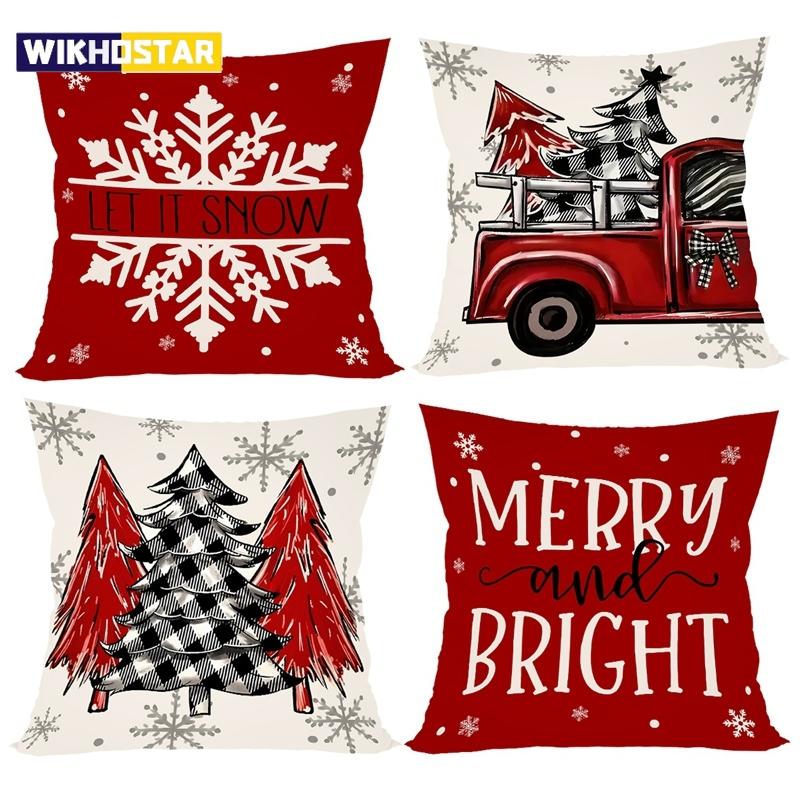 4 шт. Рождественские наволочки 45x45 см Наволочки Navidad Xmas Накидки на декоративные подушки для дома Диван Диван Рождественские украшения 2025