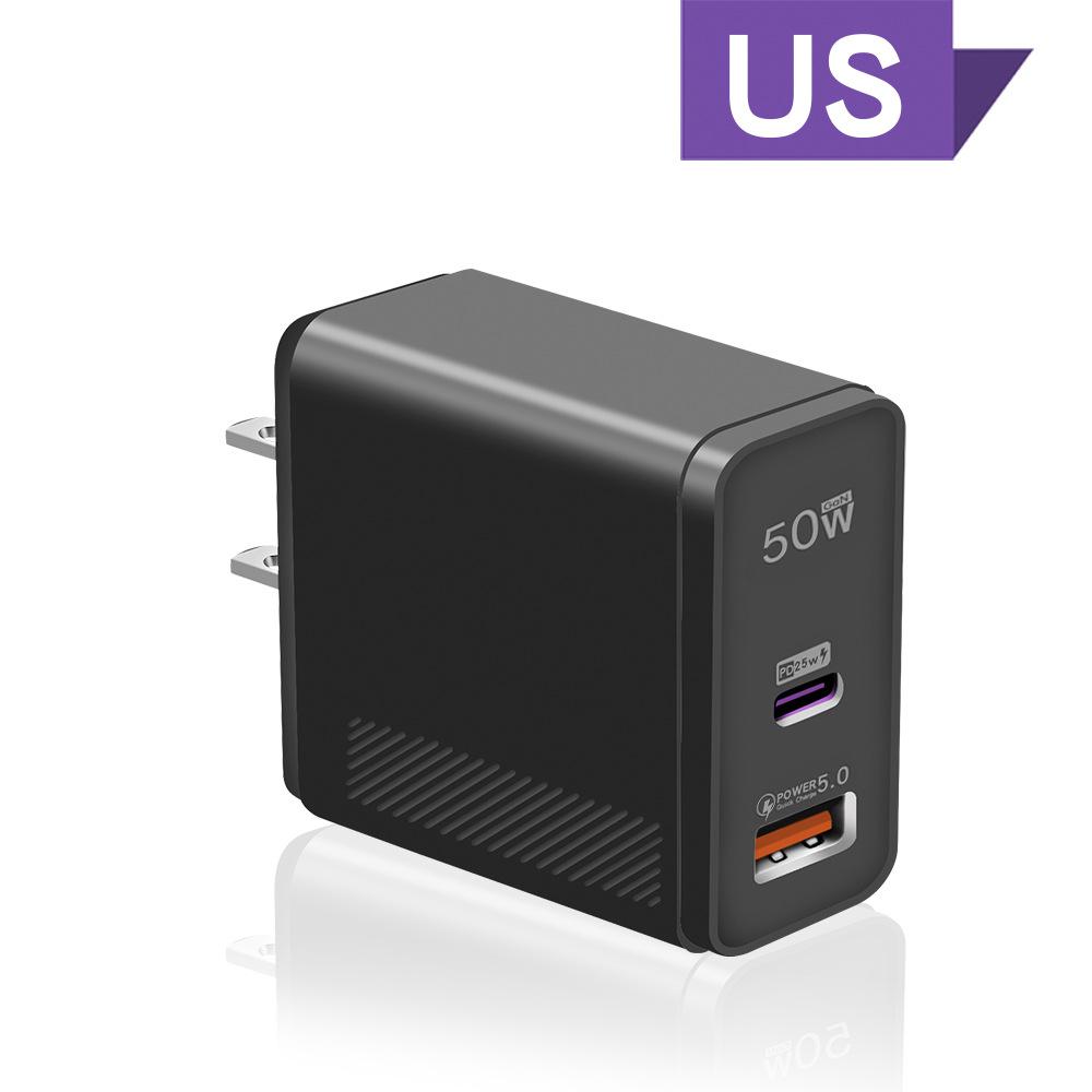 Двухпортовое 50 Вт USB зарядное устройство Дорожная настенная зарядная головка Адаптер для зарядки мобильного телефона Портативная вилка EU US для iPhone Xiaomi
