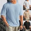 Мужская летняя футболка однотонная с круглым вырезом и короткими рукавами, мягкая, дышащая, эластичная, свободная, спортивная, деловая, повседневная