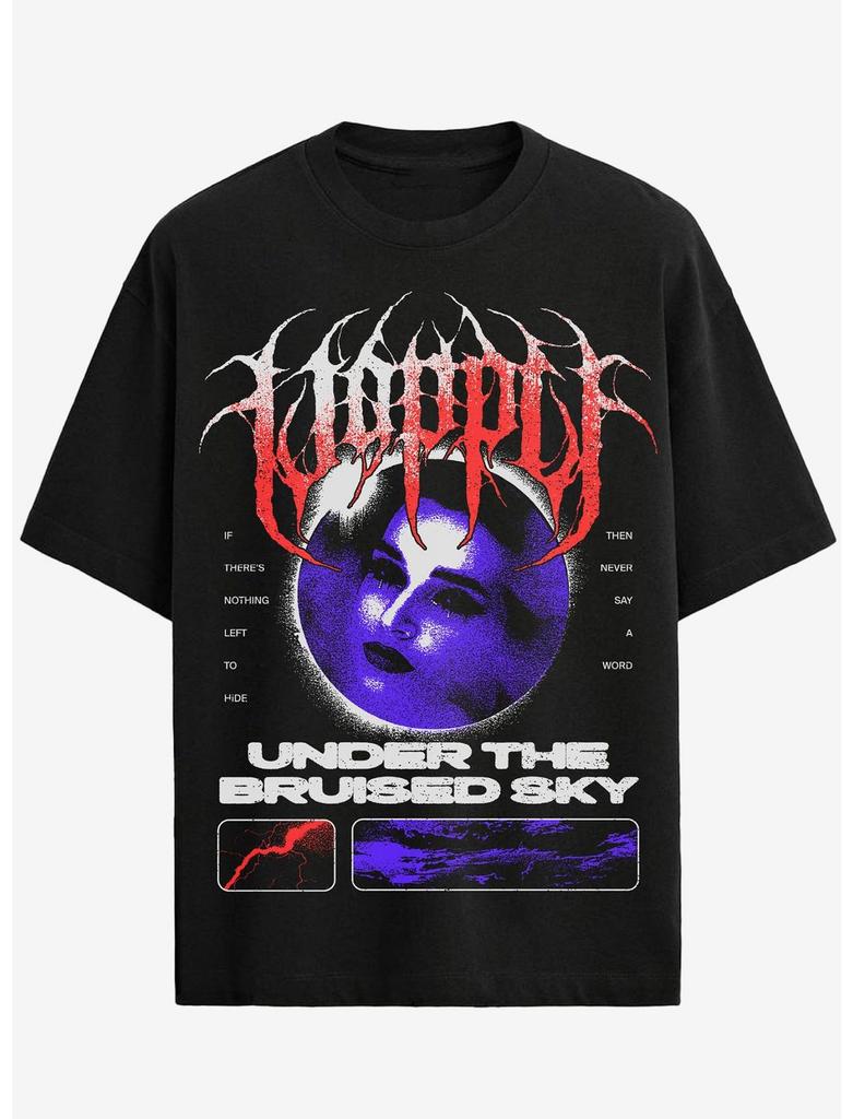 Y2K Rock Punk Shirt Poppy Under The Bruised Sky TShirt Cotton Printed Short Sleeve Vintage Loose Casual Streetwear Unisex