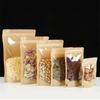 100pcs Thick Front Transparent Kraft Paper Bag Nut Tea Self-standting Ziplock Package Bag Zip Lock Plastic Display Window Bags