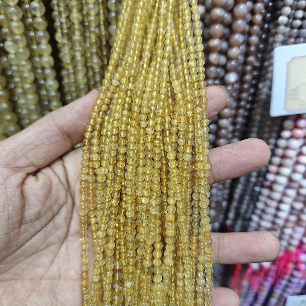 Бусины из золотистого рутилового кварца и желтого цитрина на нити для изготовления украшений и браслетов
