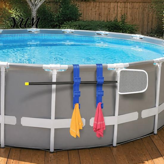 Easy Install Pool Side Storage Pole Hanger, Above Ground Hook, Heavy Duty Hanger Tool Holder for Skimmer, Vacuum Cleaning Tools, Fits Round Top Rails