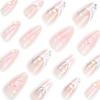24 шт. персиковый френч с любовью 3D миндальный накладной ноготь русалочий пузырь бусины дизайн ногтей часть