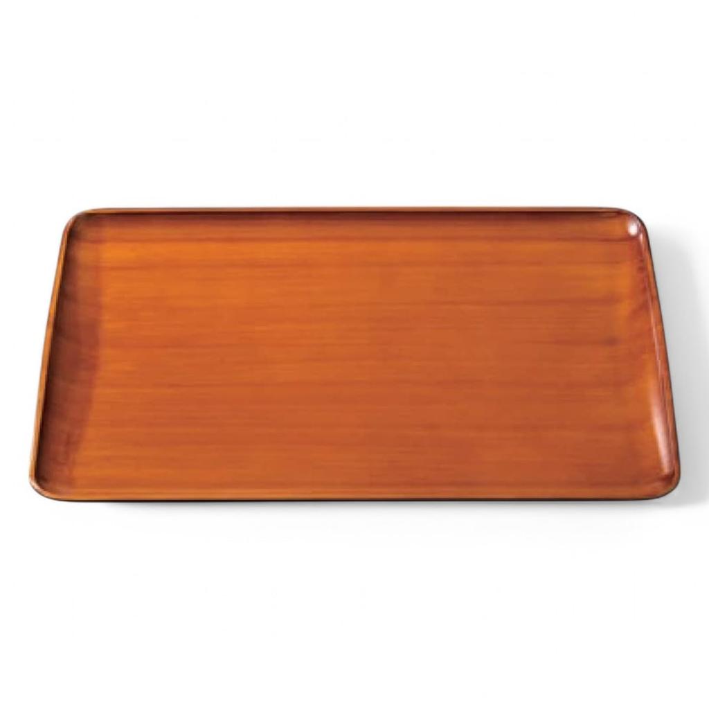 Made in Teak Wood Slightly Large x x J-kitchens Placemat/Tray, Japan, Elegant, 2-Shaku Slender, Grain, (36cm 24.3cm 2.2cm)