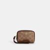 Pouch Wristlet In Signature Canvas Gold Tan Brown