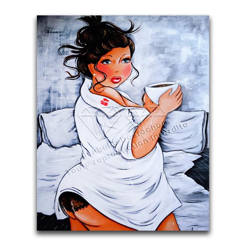 5D DIY алмазная живопись мультфильм толстая девушка дамы милый домашний декор полная круглая алмазная вышивка крестиком Алмазная мозаика