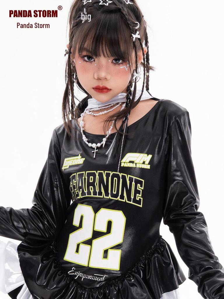 Модный джазовый хип-хоп костюм для девочек - Футболка с длинным рукавом и брюки для уличных танцев