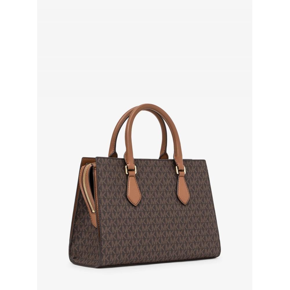 Michael Kors Sheila Center Zip Satchel Medium Mk Signature 35s3g6hs2b200 Brown