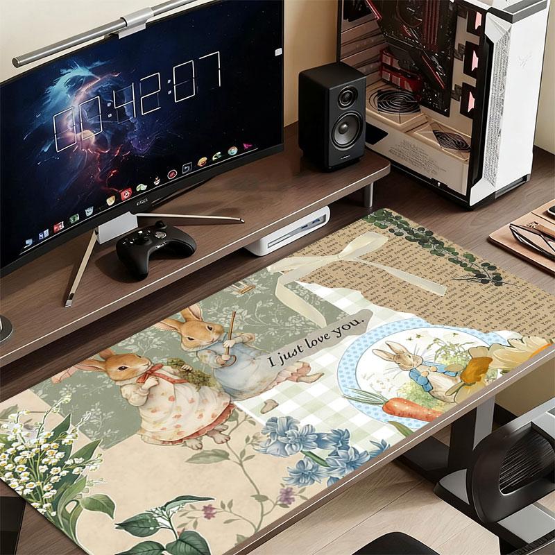 Peter Rabbit Mouse Pad, Large Gaming Desk Mat, Non-slip XXL Mousepad for Laptop & Tablet, Mini PC Playmat with Stitched Edges
