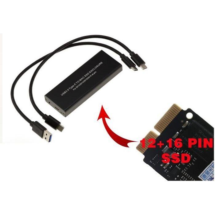 Boitier USB Pour SSD - MACBOOK - PCIe - USB 3.0/3.1 - Compatible MacBook Air/Retina - Noir