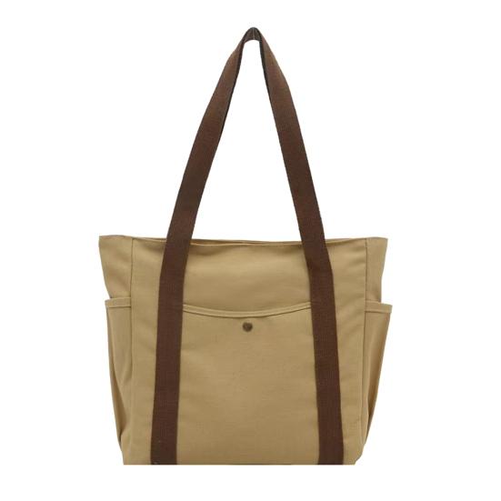 Yousheng Women Canvas Shoulder Bag Heavy Duty Work Tote with Side Pockets Zip Closure Handbag for Travel Shopping Commuting Gym