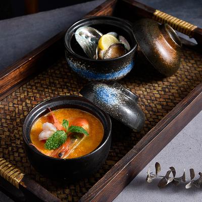 Японская миска для супа и риса с крышкой, миска для суши, пельменей, приправ, керамический горшок для тушения, пароварка, суповая миска, традиционная миска для мисо-супа