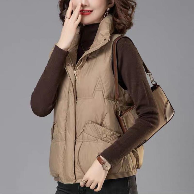 Женский пуховый жилет осень-зима новый стиль верхняя одежда белый гусиный пух укороченный свободный стильный утолщенный жилет