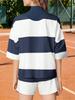 Women's Two Piece Striped Sweatshirt and Shorts Set Summer Matching Lounge Tracksuit