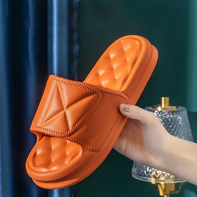 Женские тапочки из ЭВА с круглым носком и открытым носком, лето 2023, нескользящая удобная пляжная обувь, модельерская домашняя обувь на платформе для ванной комнаты