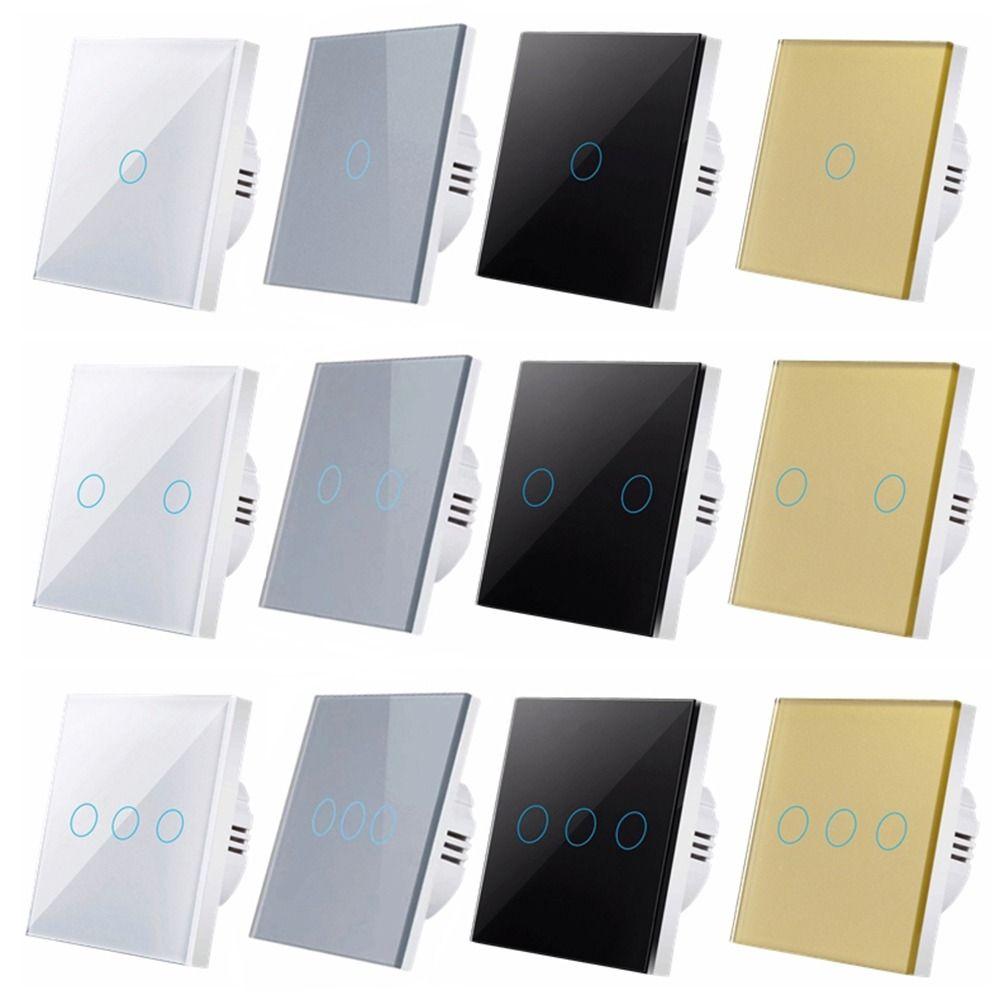 1/2/3 Gang Wall Light Switch Glass Panel Smart Switch Touch Sensor Switch Lighting Control
