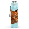 1PC Orange Tabby Cat Face 750ml Color Plastic Sports Water Bottle Leakproof Flip Straw Lid Suitable for Sports Office Home Use
