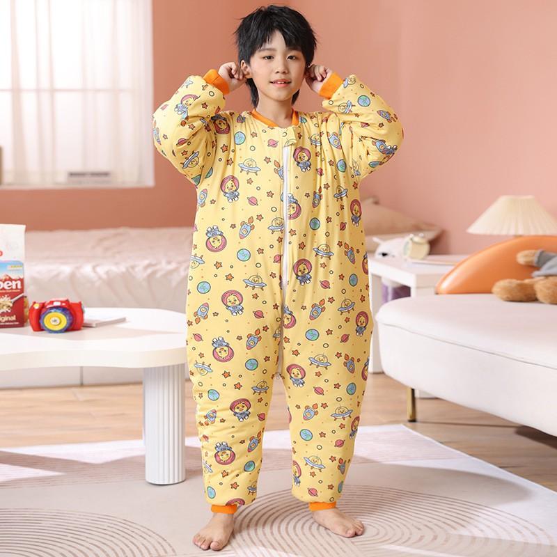 Kids Cotton Sleepsuit Winter Warm Pajamas Toddlers Children 1-12 Years Thickened Footed Sleep Bag