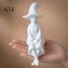 Home Decor Accents 3D Printed Witch Figurine, Faceless Sitting Statue, Minimalist Resin Fantasy Style Crafts Halloween Art Sculpture for Office Shelf