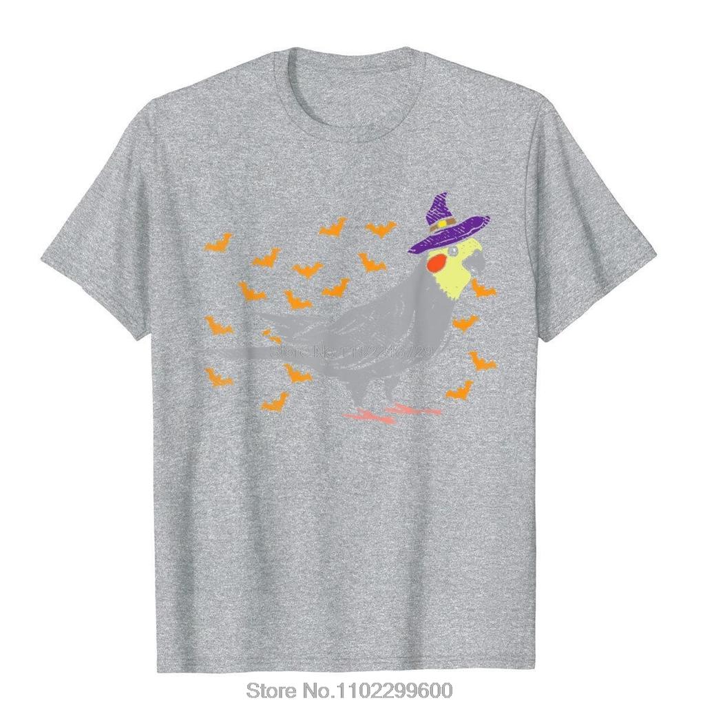 Cockatiel Bird Witch Hat Halloween Tshirt Animal Lover Gift Clothes On Sale Unisex T Shirt Anime Tops Cotton Tees Streetwear