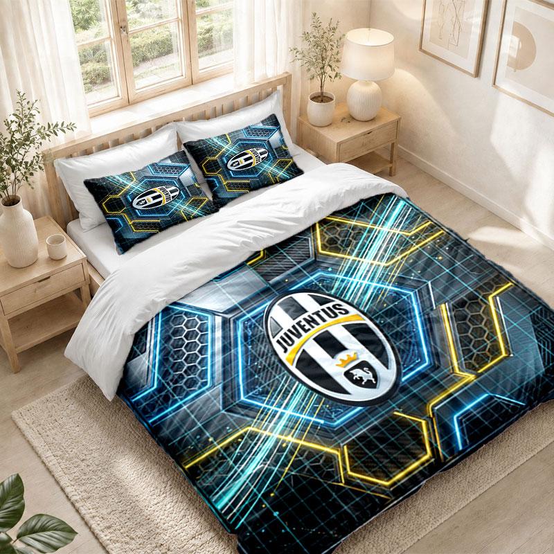 Bedding Set 1 Duvet Cover 2 Pillowcases Juventus FC Print Bedroom Home Decoration