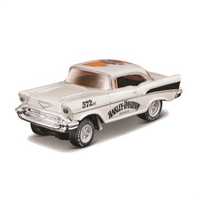Maisto Масштаб 1/64 Серия кастомных мотоциклов Harley-Davidson 11380 / Литая модель автомобиля (1957 Chevrolet Bel Air Белый 10129)