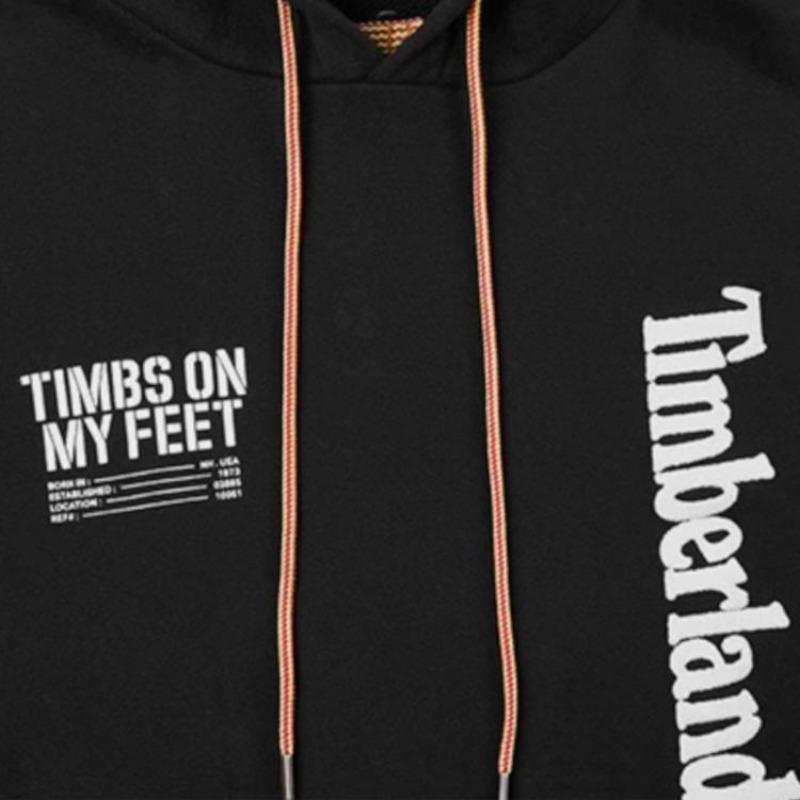 Timberland Свободная спортивная толстовка с принтом букв для мужчин, черная, A28MP-001