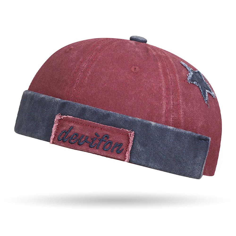 Ретро-вымытые джинсовые кепки без козырька для мужчин Streetwear Хип-хоп шляпы Шапки-бини с вышивкой букв и звезд, Дальнобойные кепки, Регулируемые купольные шляпы