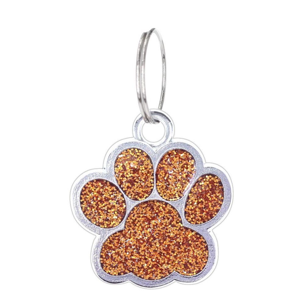 Cat Dog Paw Print Pet Glitter Pendant Anti-Lost Pet Collar Tag Pendant Dog Cat Tags Cats