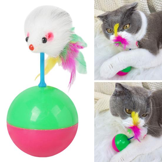 Cat Interactive Ball Cat Toy with Fake Feathered Mouse Automatic Toy Ball for Cats And Dogs Indoor Exercise Entertainment