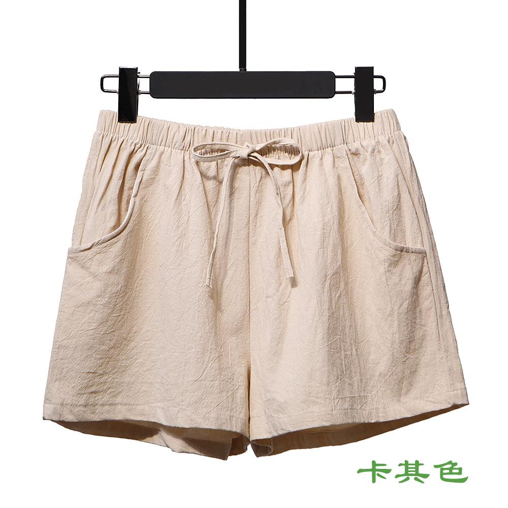 GMXIA Шорты из хлопка и конопли, женские, однотонные, льняные, с высокой талией, свободные, три точки, летние, узкие, повседневные брюки