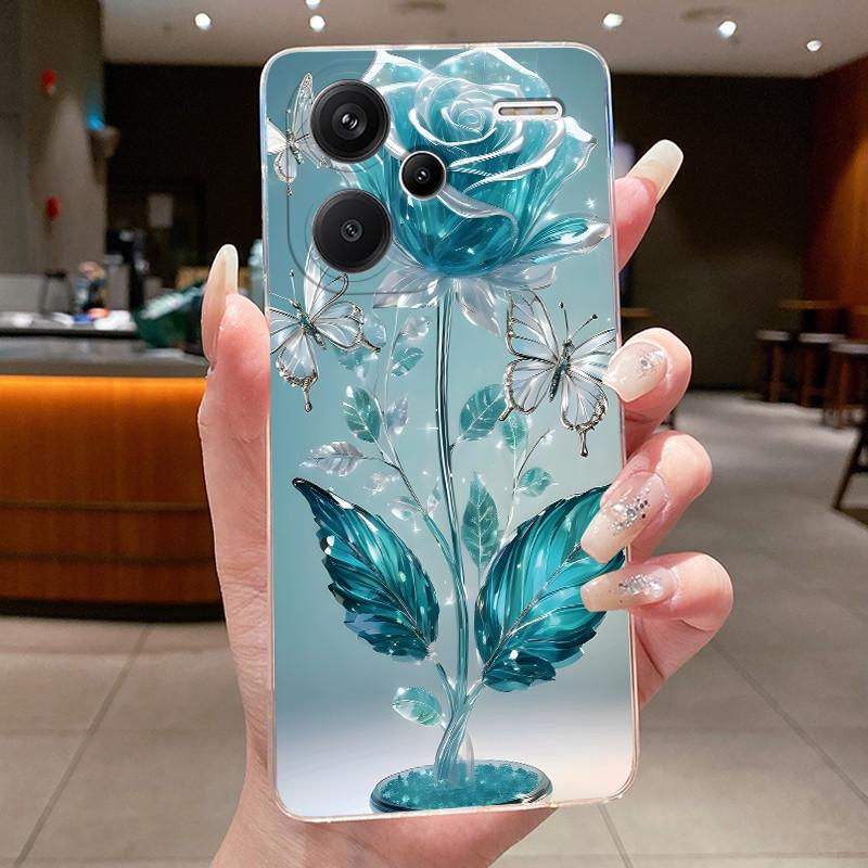 Case For Xiaomi Redmi Note 13 Pro Plus 5G Fundas For Poco X6 5G Flower Butterfly Protective Casing Soft Silicone TPU Phone Cover
