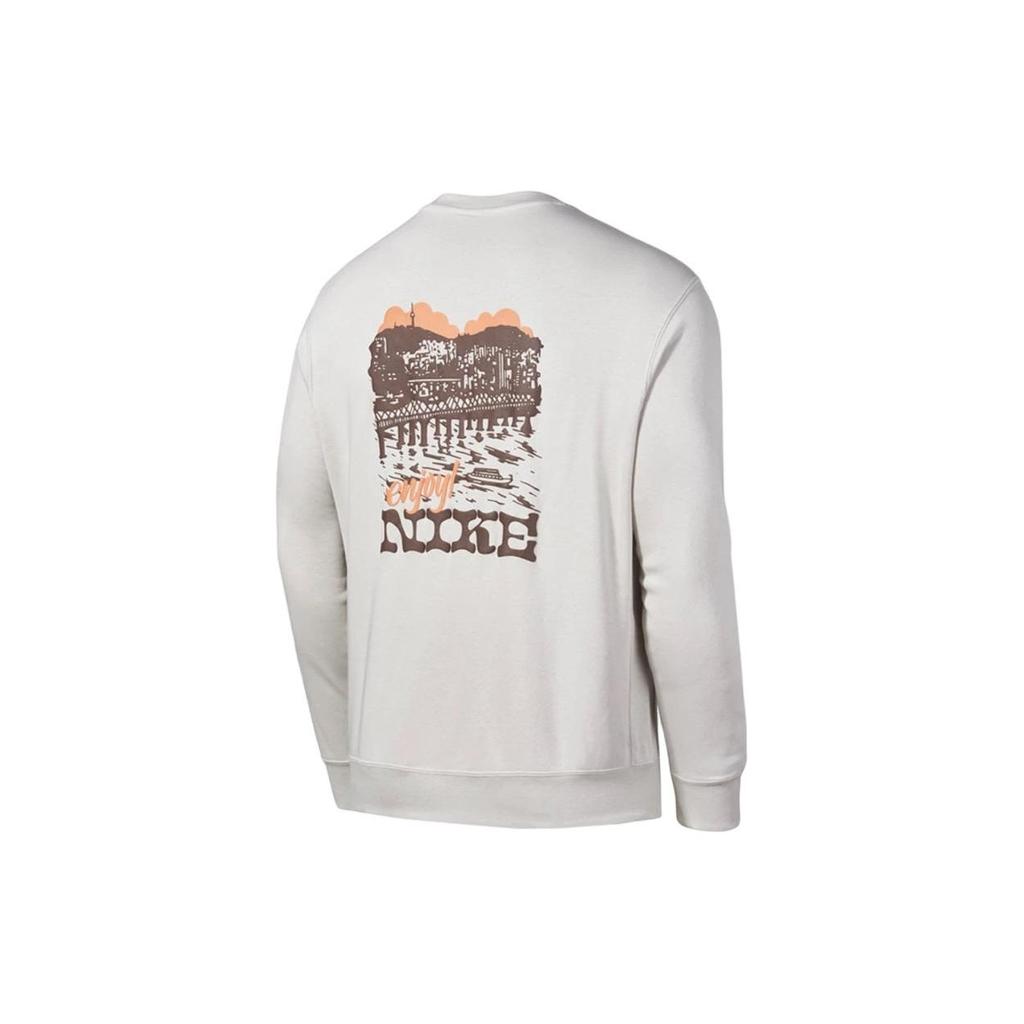 Nike Reversible Printed Pattern Crewneck Long Sleeve Sweatshirt Unisex sweatshirt White DV0517-072