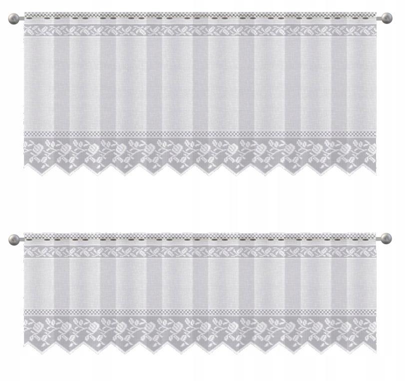 ZAZDROSKA ZAZDROSKA jacquard kitchen curtain in a crochet style, WHITE 300x90