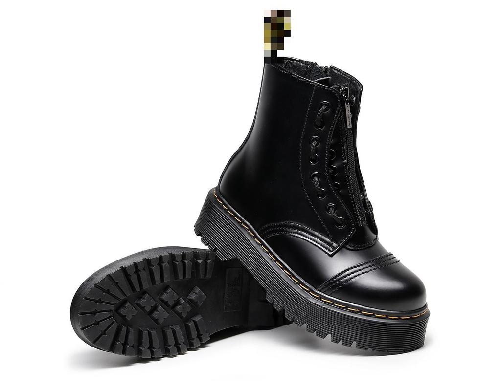 Два носить платформу увеличивающие рост обувь модный тренд повседневная рабочая обувь уличные женские ботинки-локомотивы на молнии спереди