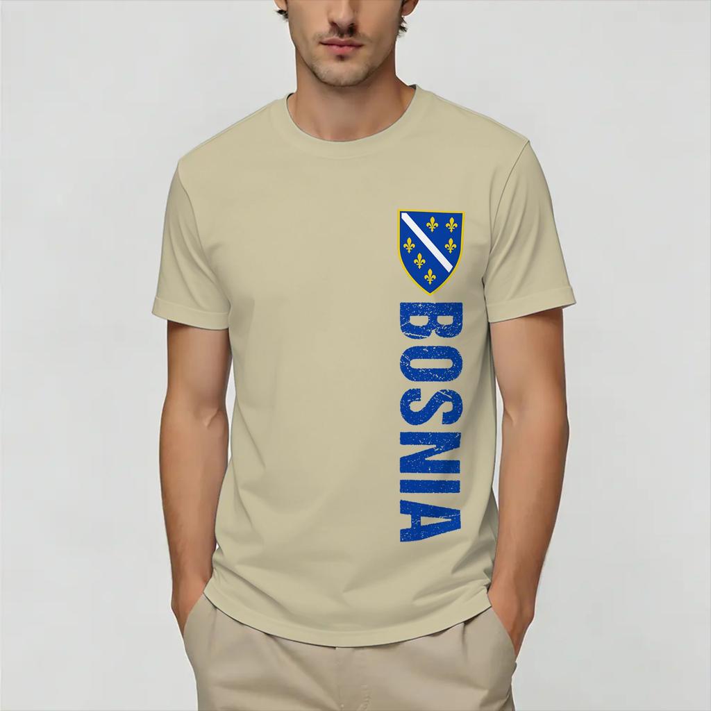 Fashion Bosnia and Herzegovina Flag TShirt Unisex Round Neck 100 Cotton T Shirt Short Sleeve Tee Shirt Classic Clothing