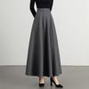 New Woolen Plaid Skirt for Women Mid-length Autumn and Winter Slimming High-waisted A-line Skirt Casual Long Skirt