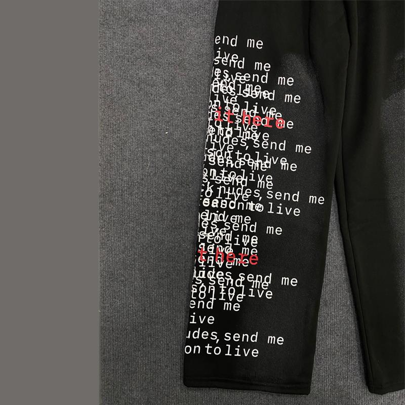 Брюки с кулиской, имитация двух предметов, с принтом букв, свободные, в стиле хип-хоп, спортивно-повседневные, прямого кроя, черные, широкие штанины, для мужчин и женщин