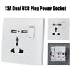 Wall Socket 2 USB Power Adapter Port Outlet Panel Electrical Socket Home Fittings Charger Anti Impact Easy Install 8.6x8.6cm