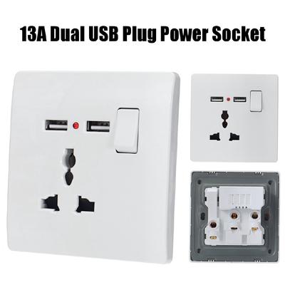 Настенная розетка 2 USB Порт Адаптер питания Выходная панель Электрическая розетка Домашняя фурнитура Зарядное устройство Ударопрочная Легкая установка 8,6x8,6 см