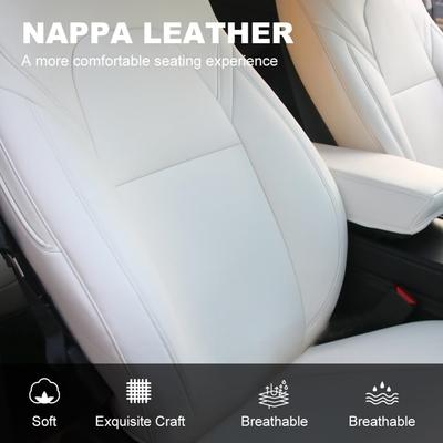 Чехлы для сидений Tesla Model Y 2017-2025 гг. из кожи наппа, защитный чехол для подушки сиденья, всепогодный антигрязезащитный коврик белого цвета