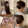 Fashion Pink Gradient Hair Clip Butterfly Bow Large Shark Clip Headwear Accessories for Women