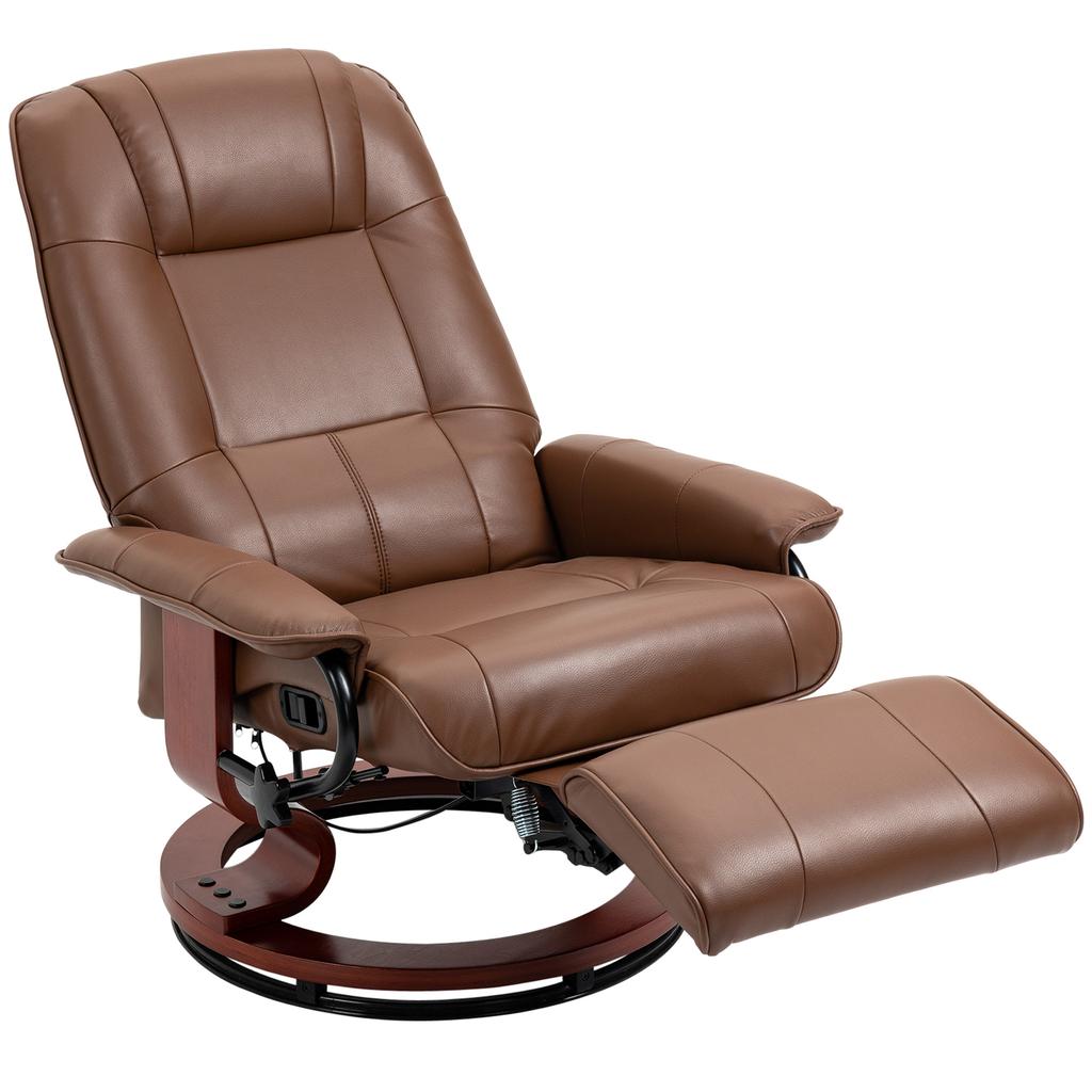 Recliner, Reclines 145 degrees, Adjustable Footrest, Faux Leather, 360 degrees Rotatable, up to 120 kg, Brown