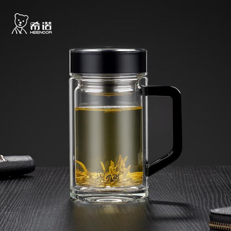Heenoor XN-6723 450ml Double-Layer Glass Tea Mug with Handle